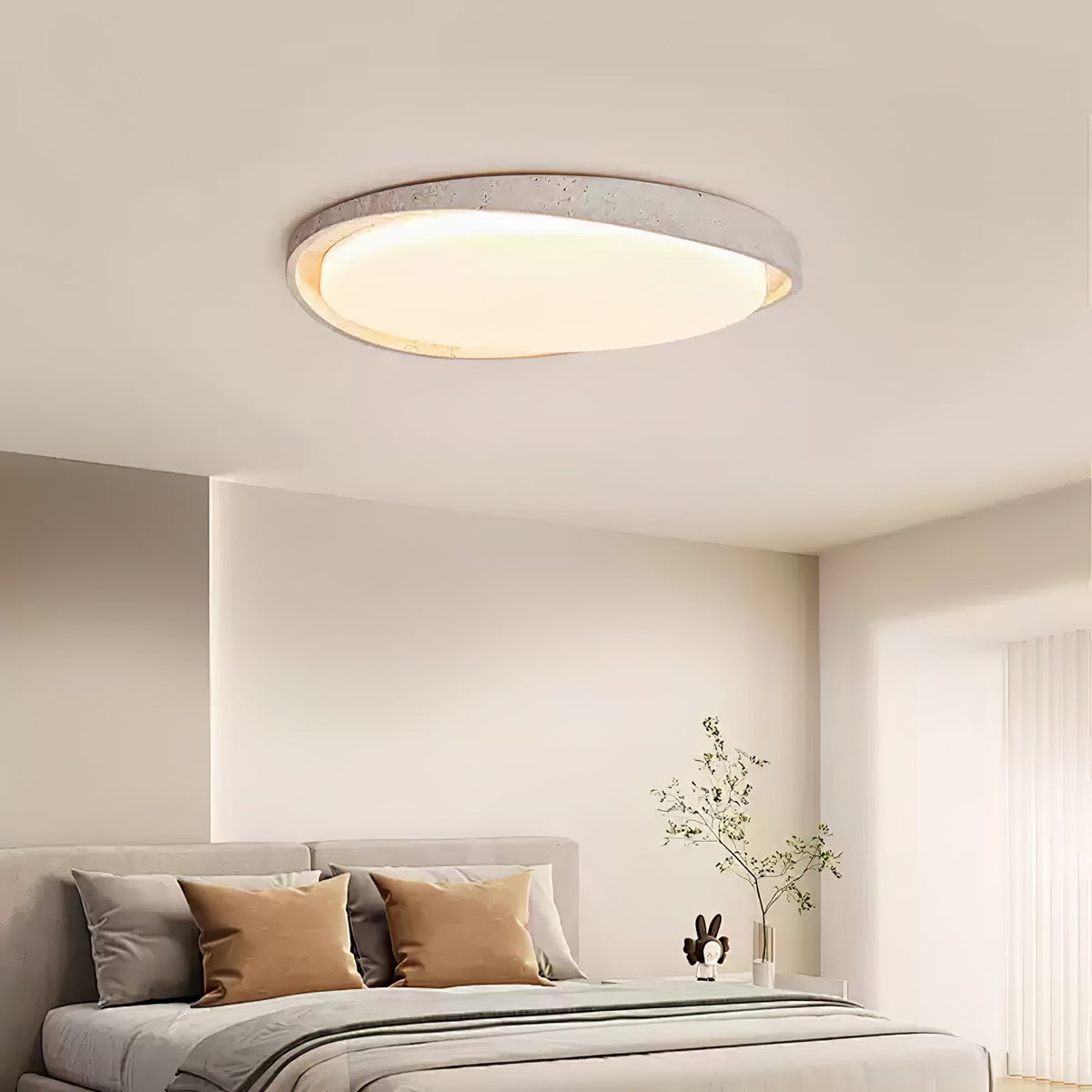 Lumen Arc Ceiling Light in Yellow Travertine | Modern Flush Mount LED