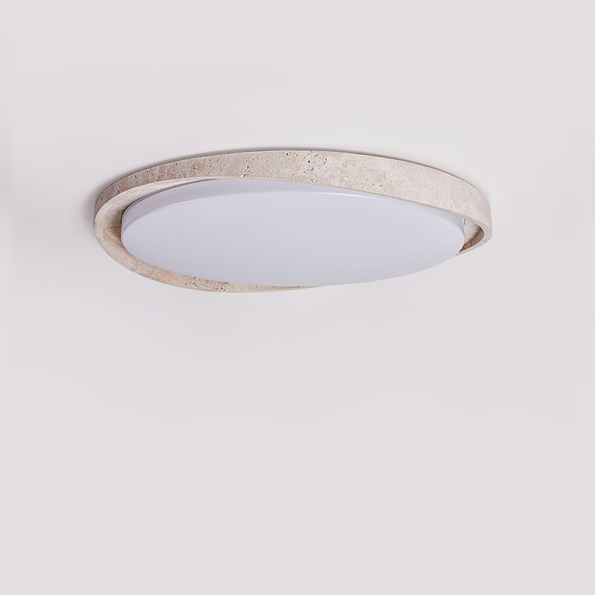 Lumen Arc Ceiling Light in Yellow Travertine | Modern Flush Mount LED