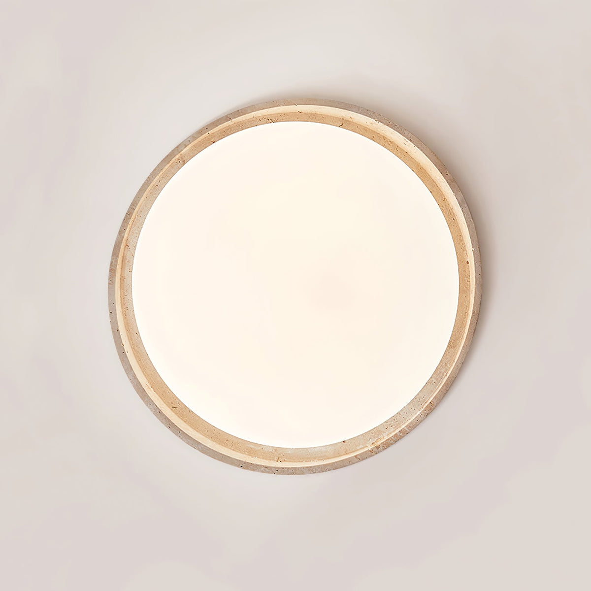 Lumen Arc Ceiling Light in Yellow Travertine | Modern Flush Mount LED