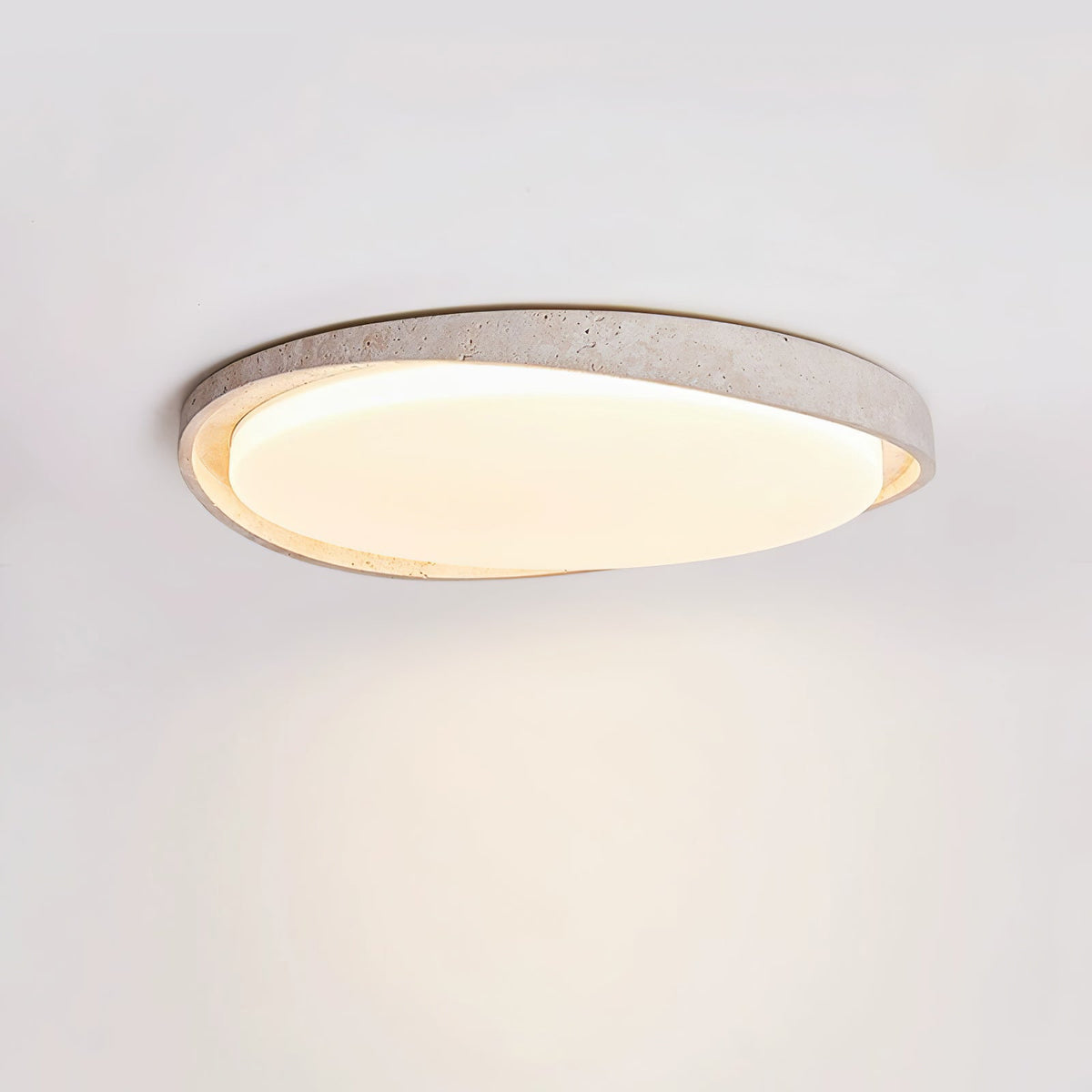 Lumen Arc Ceiling Light in Yellow Travertine | Modern Flush Mount LED