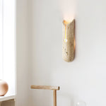 Lumen Crest Travertine Wall Sconce with Integrated LED