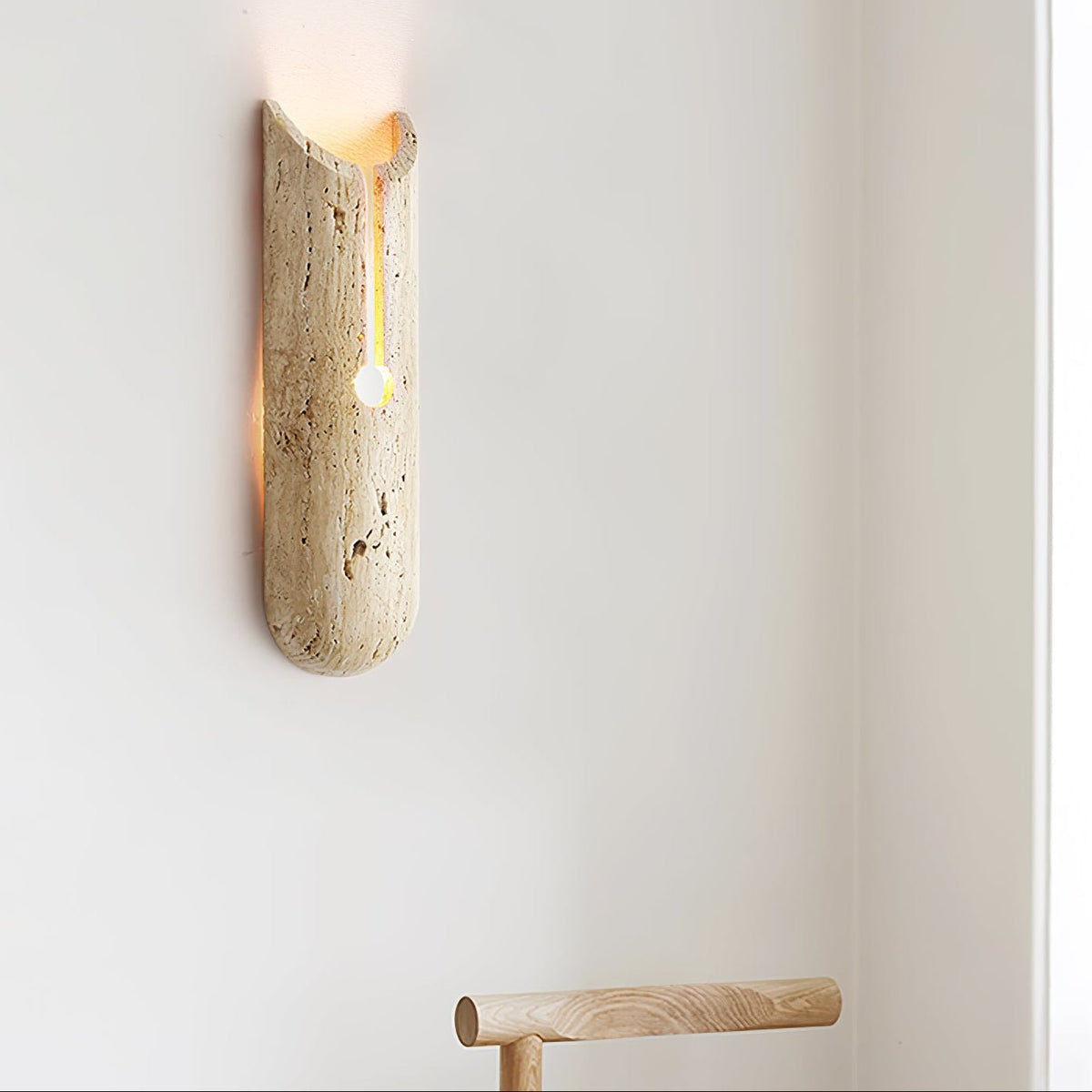 Lumen Crest Travertine Wall Sconce with Integrated LED