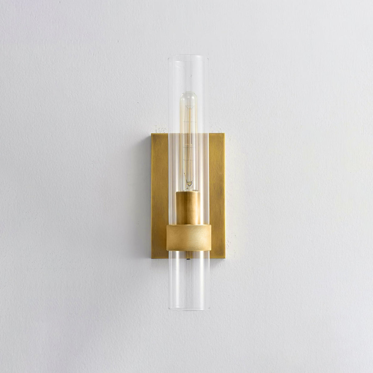 Lumen Cylix Wall Sconce in Brass and Glass | Modern Minimalist Wall Light