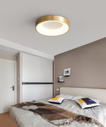 Lumenia Modern Brass LED Flush Mount Ceiling Light for Living Room and Bedroom