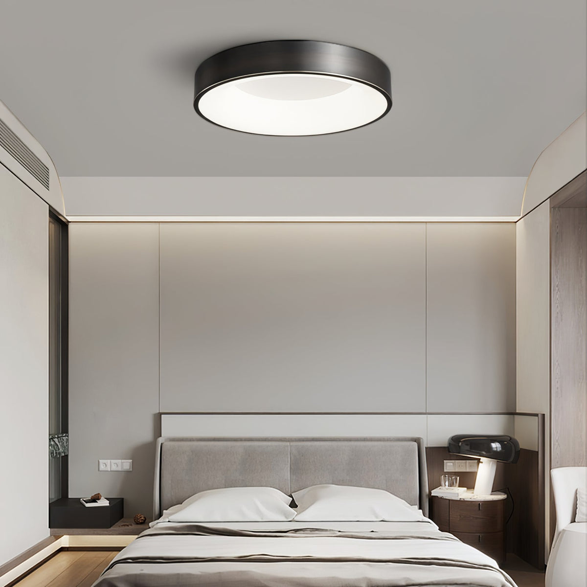 Lumenia Modern Brass LED Flush Mount Ceiling Light for Living Room and Bedroom