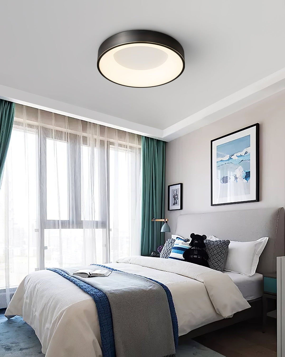 Lumenia Modern Brass LED Flush Mount Ceiling Light for Living Room and Bedroom