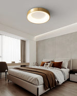 Lumenia Modern Brass LED Flush Mount Ceiling Light for Living Room and Bedroom