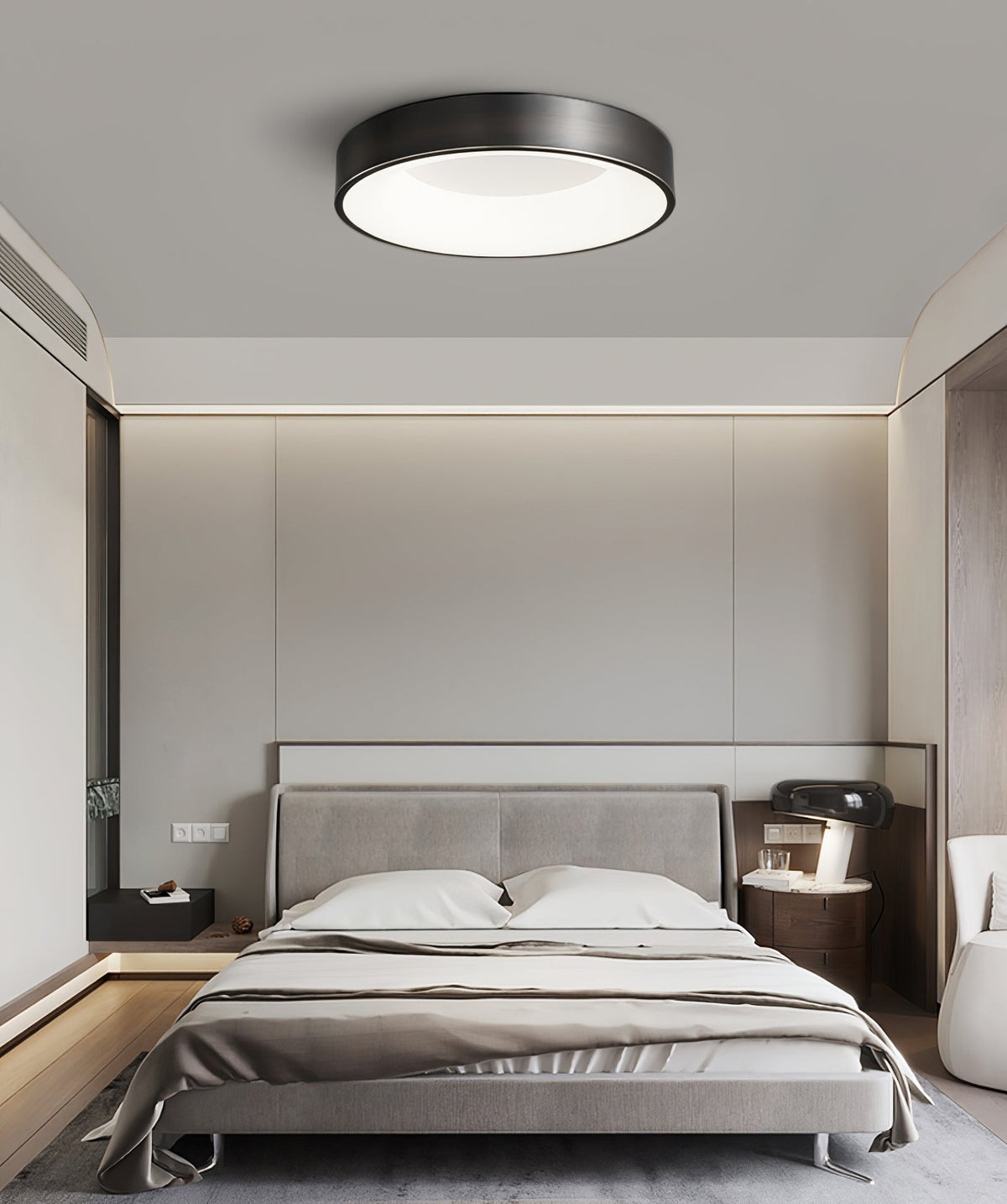 Lumenia Modern Brass LED Flush Mount Ceiling Light for Living Room and Bedroom