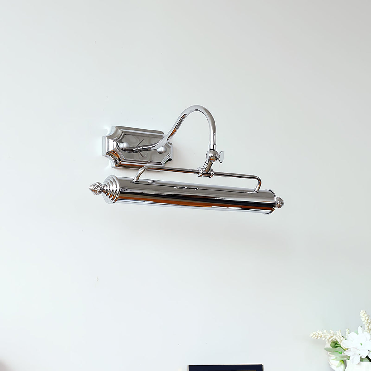 Lumeo Adjustable Wall Sconce in Satin Metal for Artwork and Bathroom Lighting