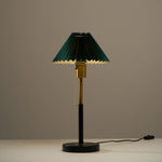Lumi Pleated Table Lamp – Velvet Shade, Brass & Black Metal Base