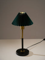 Lumi Pleated Table Lamp – Velvet Shade, Brass & Black Metal Base