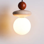 Lumi Travertine Pendant Light – Natural Stone & Opal Glass