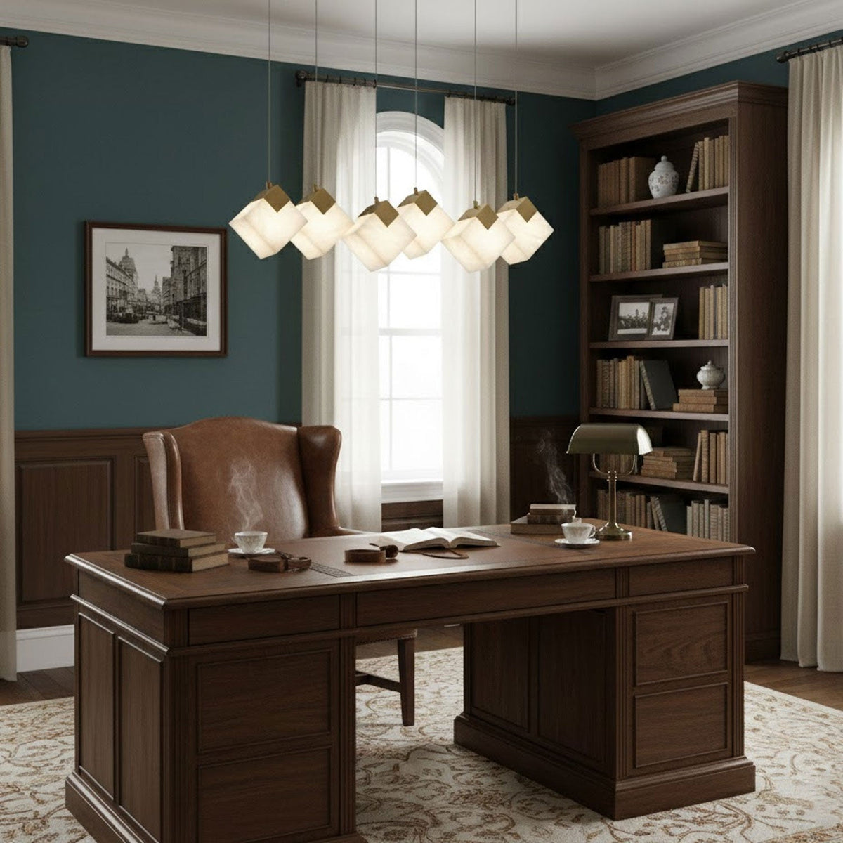Lumina Vox Alabaster Pendant Light – Sculptural Brass Chandelier