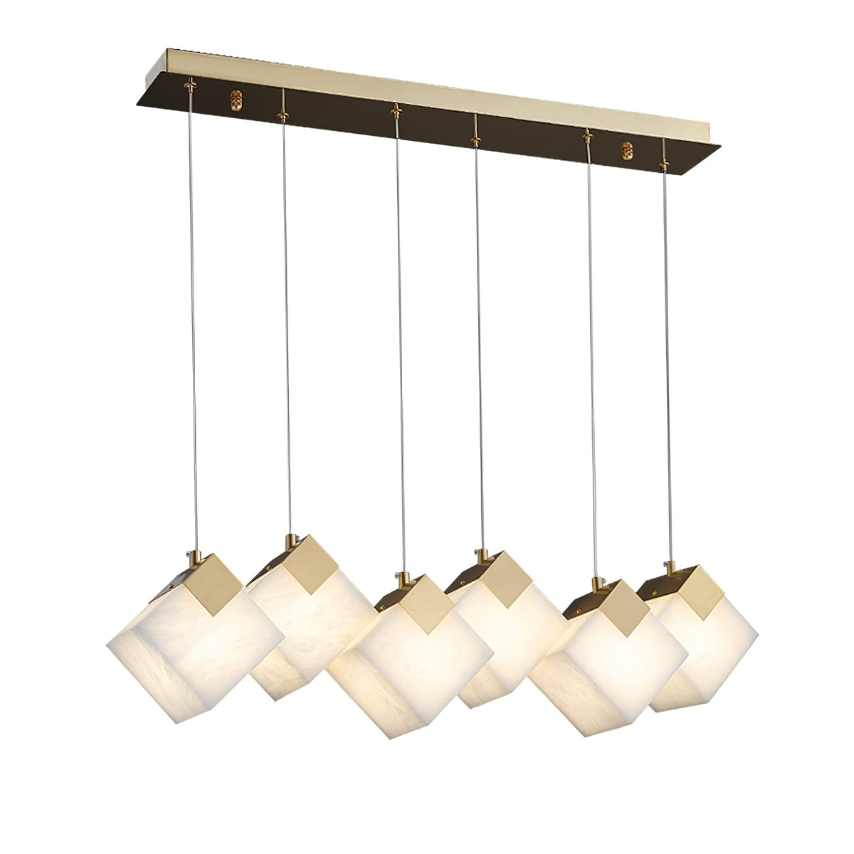 Lumina Vox Alabaster Pendant Light – Sculptural Brass Chandelier