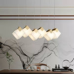 Lumina Vox Alabaster Pendant Light – Sculptural Brass Chandelier