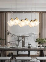 Lumina Vox Alabaster Pendant Light – Sculptural Brass Chandelier