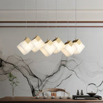Lumina Vox Alabaster Pendant Light – Sculptural Brass Chandelier