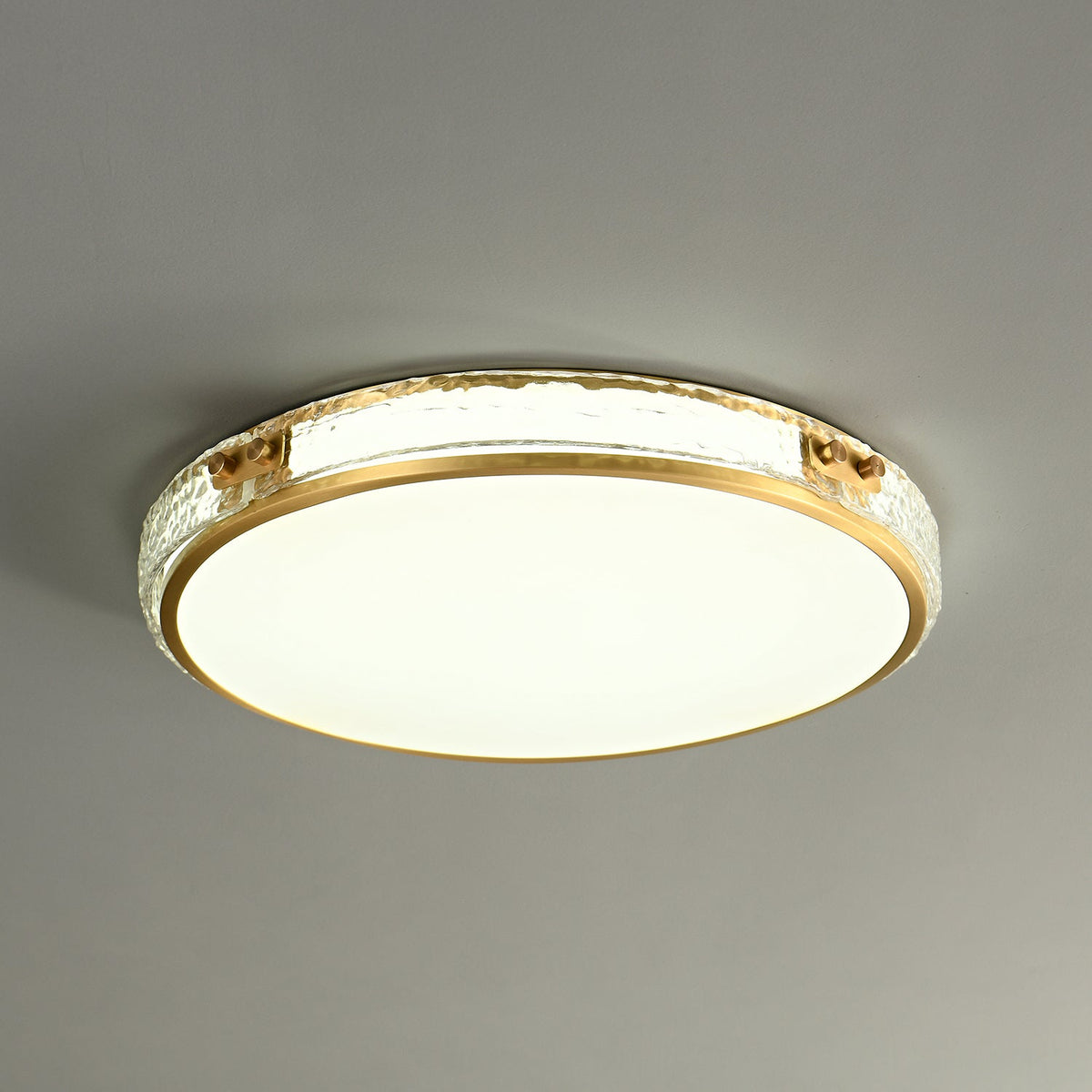 Luminara Flush Mount Ceiling Light in Brass and Glass
