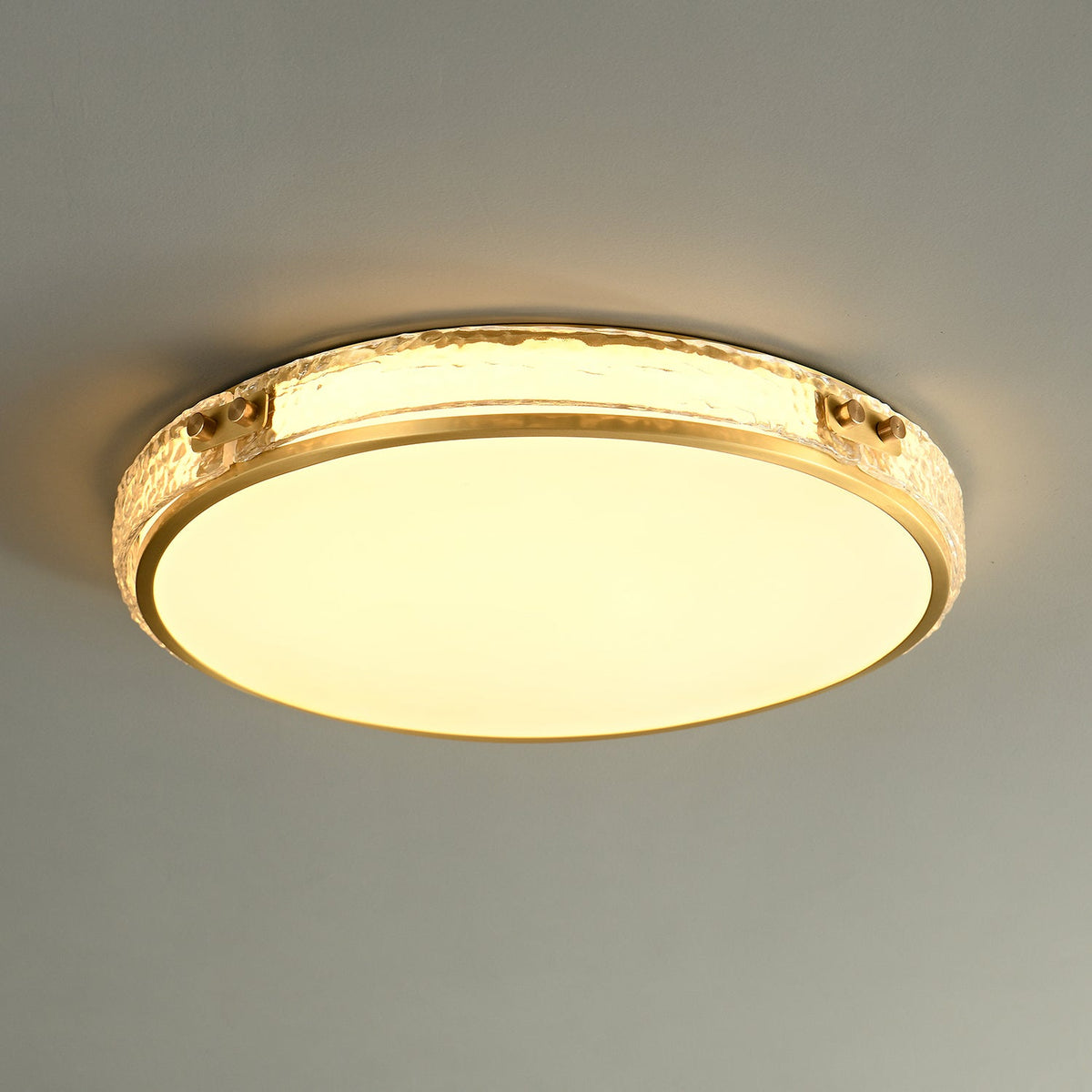 Luminara Flush Mount Ceiling Light in Brass and Glass