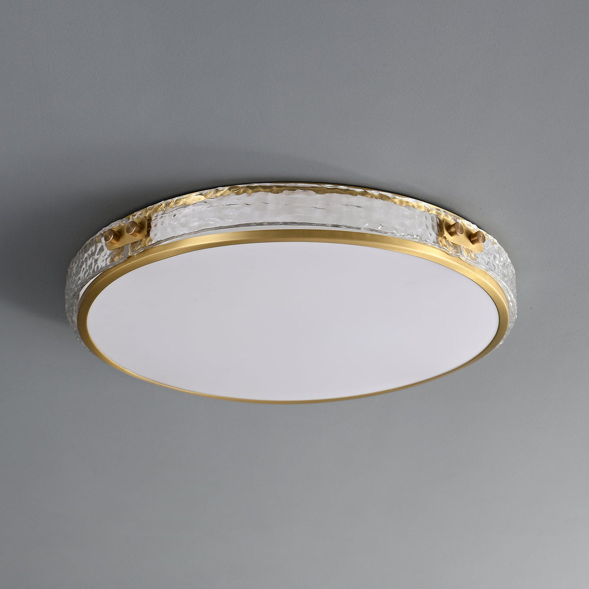 Luminara Flush Mount Ceiling Light in Brass and Glass