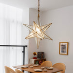 Luminara Star Chandelier – Brass & Glass Starburst Pendant Light