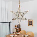 Luminara Star Chandelier – Brass & Glass Starburst Pendant Light