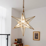 Luminara Star Chandelier – Brass & Glass Starburst Pendant Light