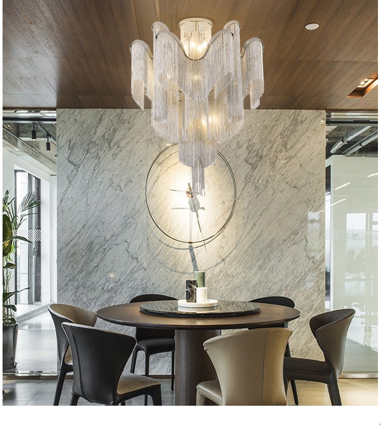 Luminous Cascade Chain Ceiling Light — Modern Aluminum Chandelier