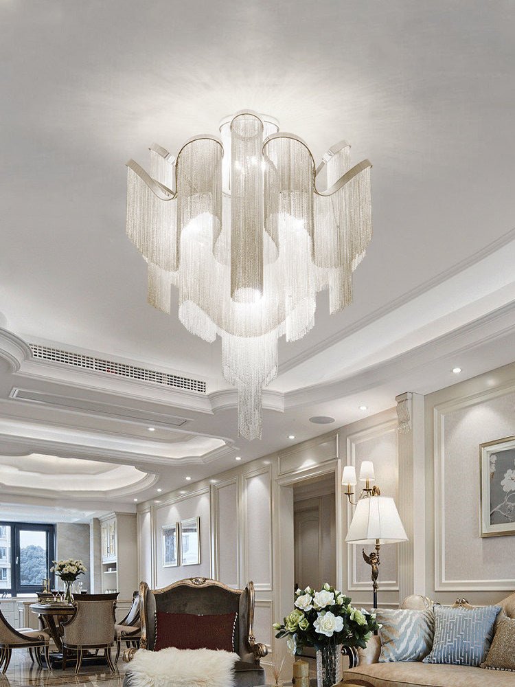 Luminous Cascade Chain Ceiling Light — Modern Aluminum Chandelier