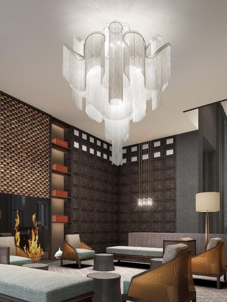 Luminous Cascade Chain Ceiling Light — Modern Aluminum Chandelier