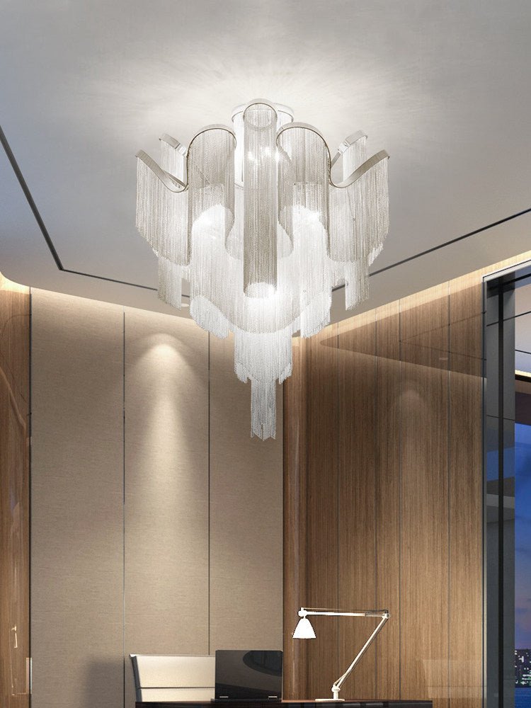 Luminous Cascade Chain Ceiling Light — Modern Aluminum Chandelier
