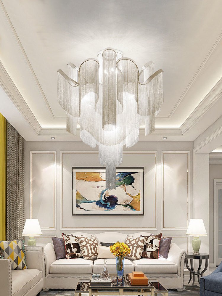 Luminous Cascade Chain Ceiling Light — Modern Aluminum Chandelier