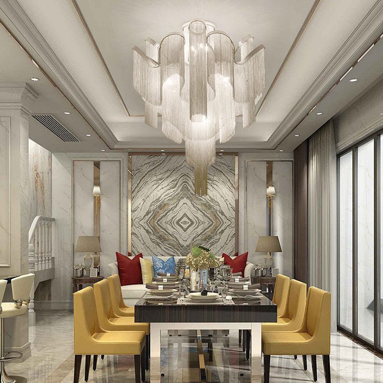Luminous Cascade Chain Ceiling Light — Modern Aluminum Chandelier