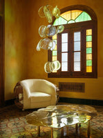 Luminous Glass Petals Pendant Chandelier – Modern LED Hanging Light for Dining Room and Living Room