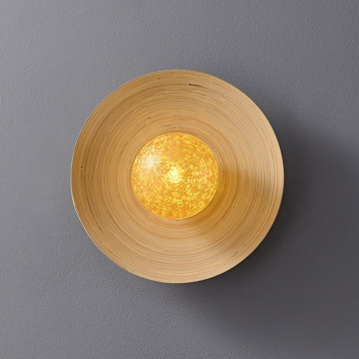 Luminous Bamboo Halo Wall Sconce — Modern Organic LED Wall Light for Bedroom, Living Room, Hotel