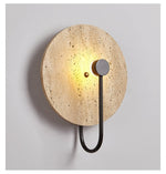Luminous Horizon Wall Sconce in Yellow Travertine with Black Metal Accent
