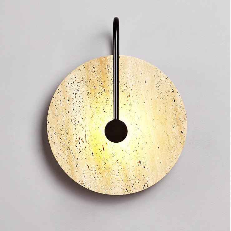 Luminous Horizon Wall Sconce in Yellow Travertine with Black Metal Accent
