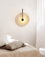 Luminous Horizon Wall Sconce in Yellow Travertine with Black Metal Accent