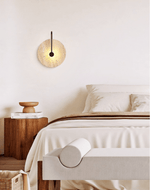 Luminous Horizon Wall Sconce in Yellow Travertine with Black Metal Accent