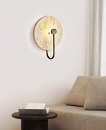 Luminous Horizon Wall Sconce in Yellow Travertine with Black Metal Accent