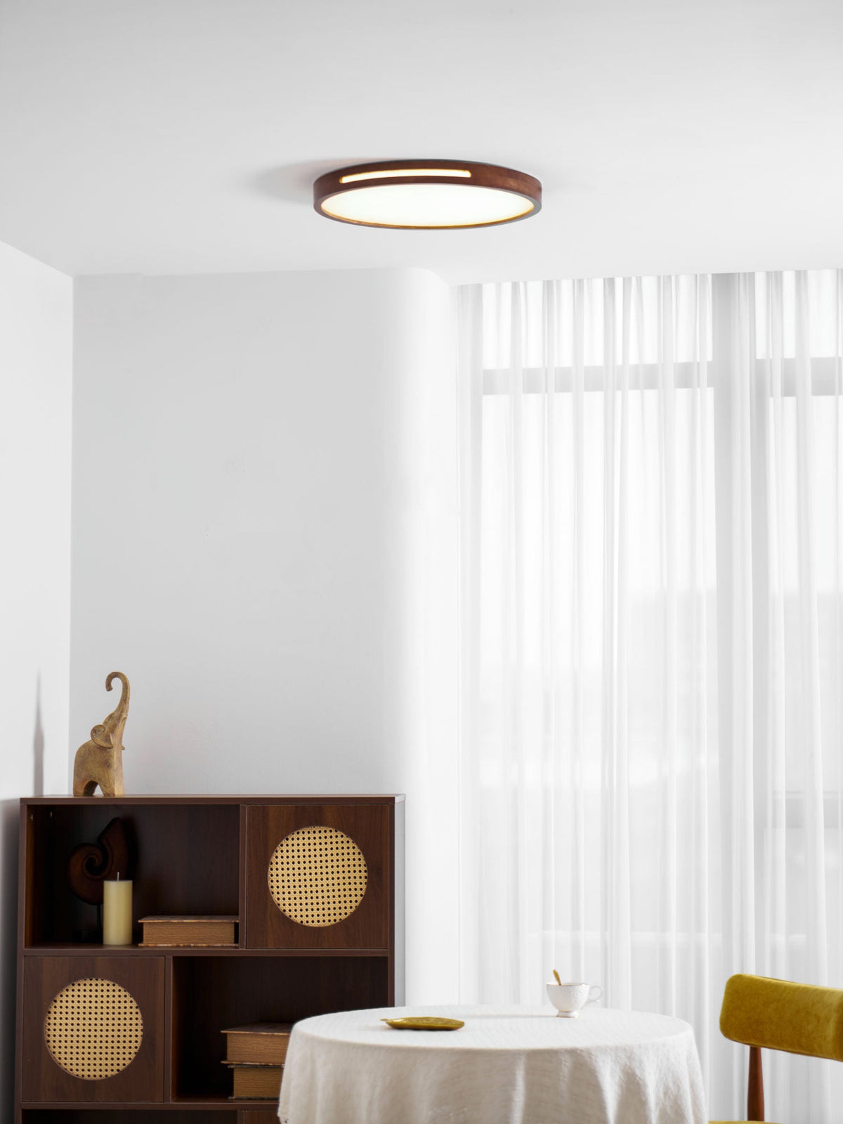 Lumis Halo Ceiling Light – Modern Round LED Flush Mount with Wood Accent