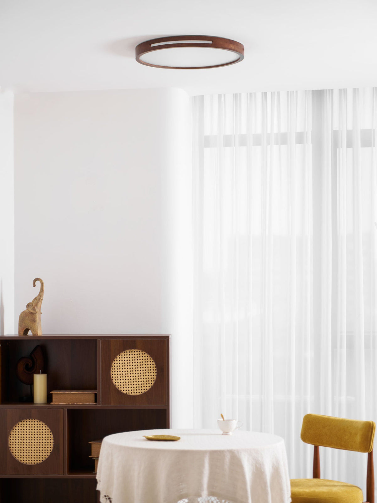 Lumis Halo Ceiling Light – Modern Round LED Flush Mount with Wood Accent