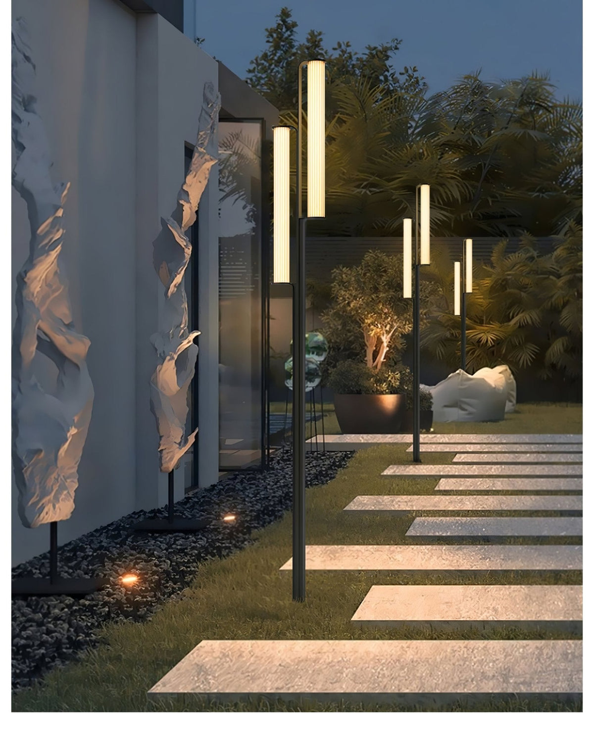 Lumo Arc Outdoor Post Light – Modern LED Garden Lamp in Matte Black