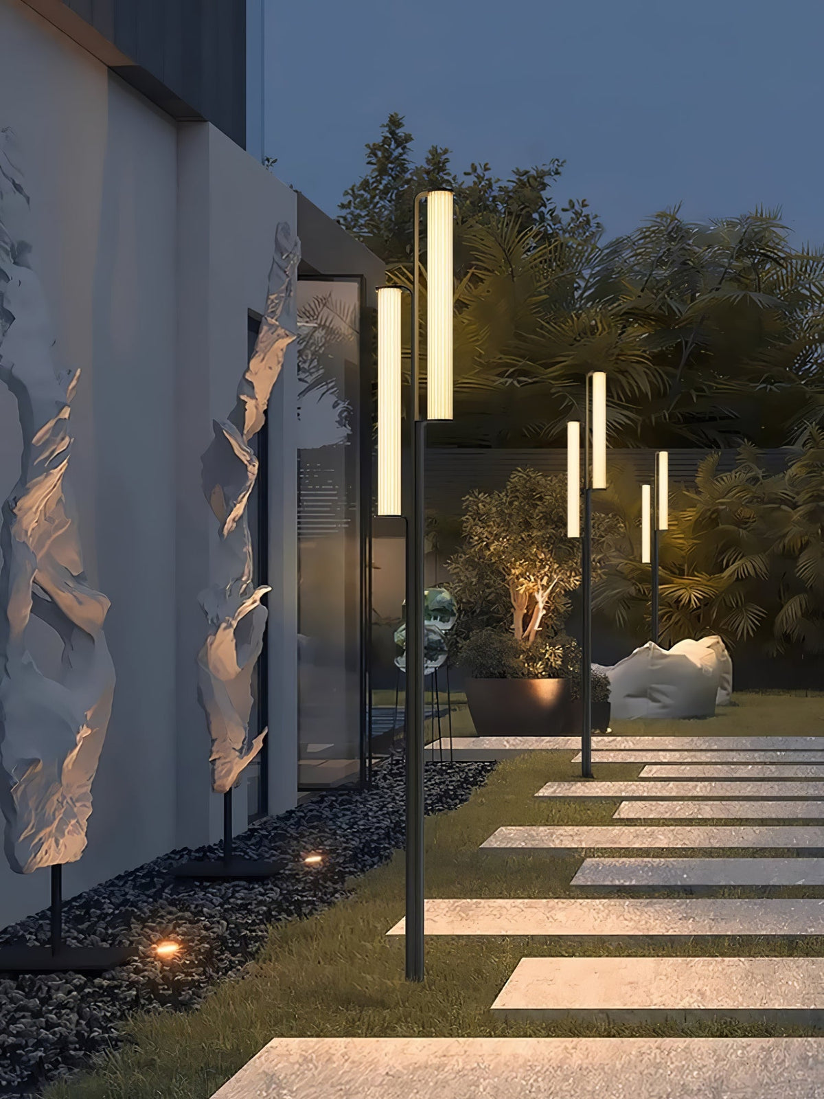 Lumo Arc Outdoor Post Light – Modern LED Garden Lamp in Matte Black