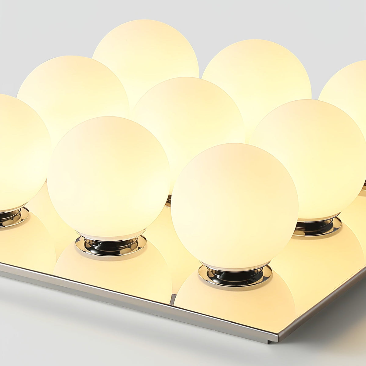 Lumo Cluster Ceiling Light – Nine Glass Orbs in Chrome