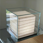 Lumo Cube Table Lamp – Modern Glass & Fabric LED Accent Light