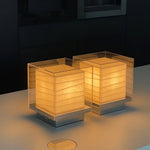 Lumo Cube Table Lamp – Modern Glass & Fabric LED Accent Light
