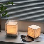 Lumo Cube Table Lamp – Modern Glass & Fabric LED Accent Light