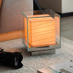 Lumo Cube Table Lamp – Modern Glass & Fabric LED Accent Light