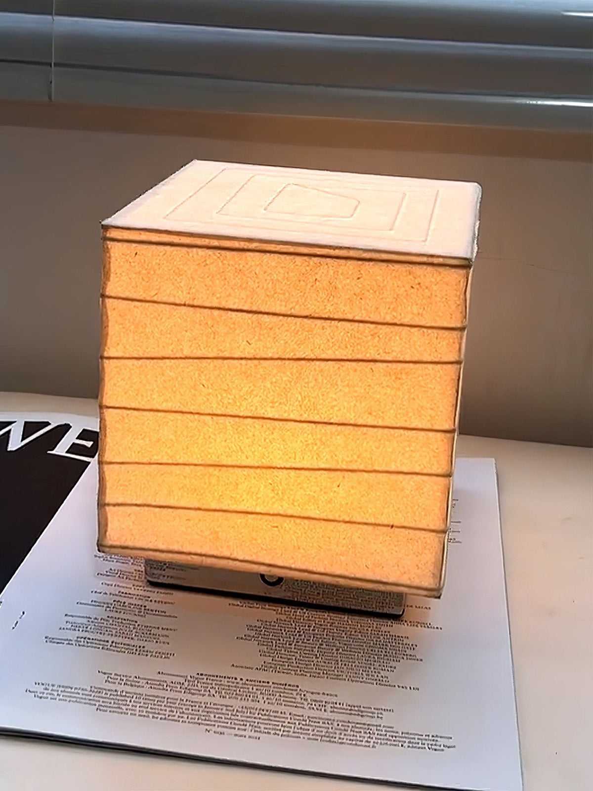 Lumo Cube Table Lamp – Modern Glass & Fabric LED Accent Light